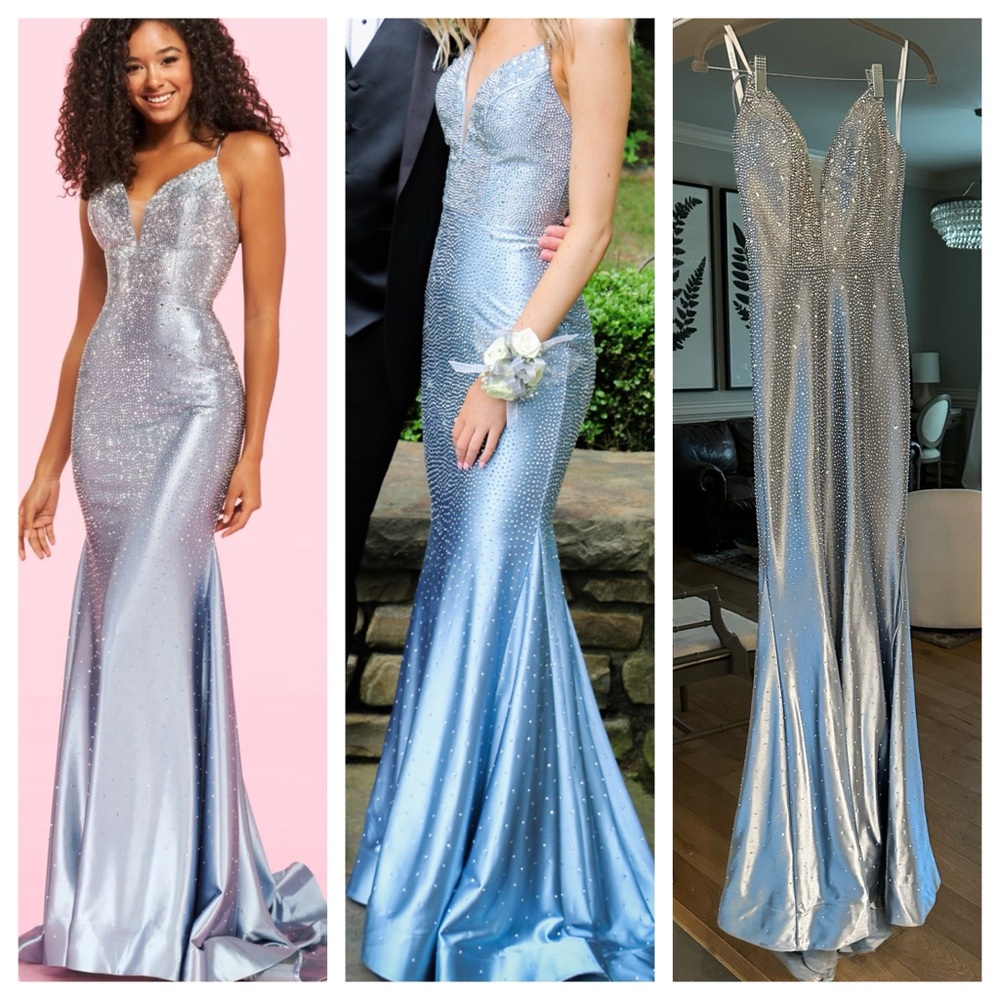 Sherri Hill Prom Dress 54273 size 0 blue/silver